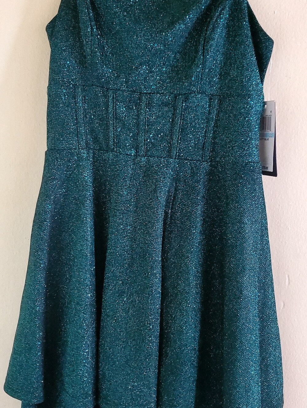 City Studio Strapless Sparkle Teal Dress
